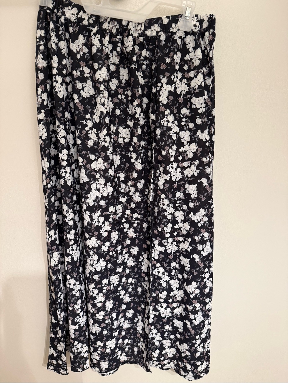 Floral Maxi Skirt in Black and White